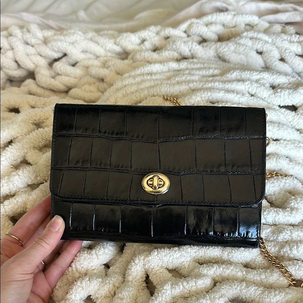 Black Croc-Embossed Coach bag